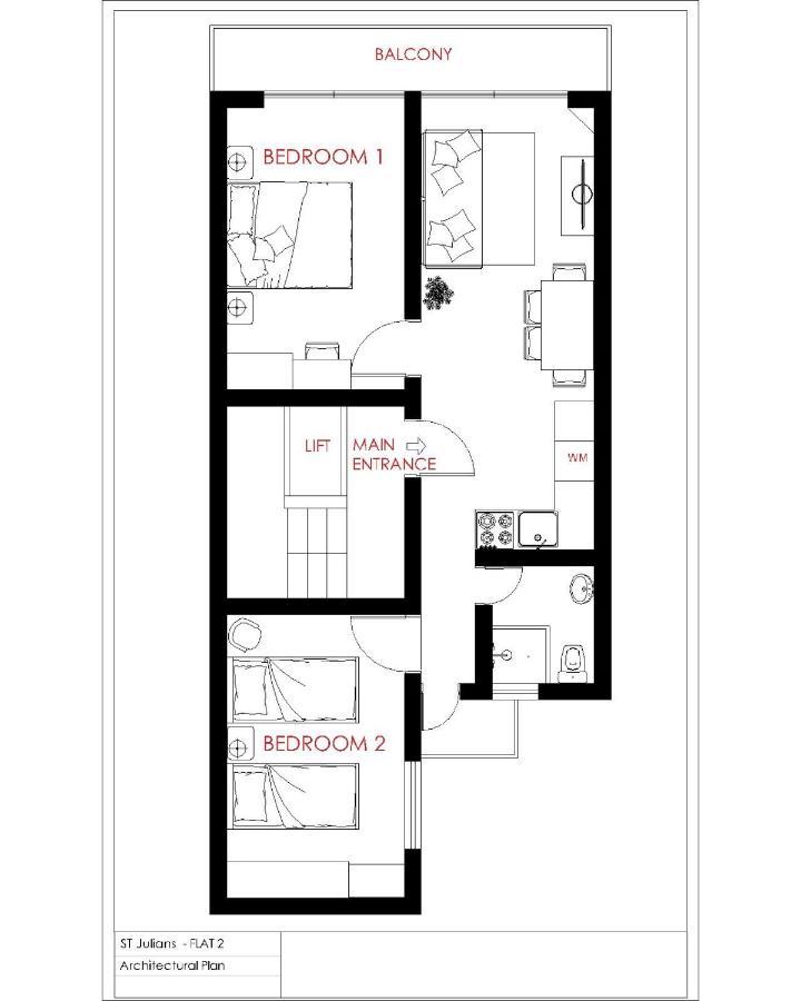 F2 - Lovely Two Bedrooms Flat Sea View, St Julians Saint Julian's Εξωτερικό φωτογραφία